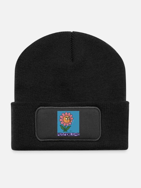 Pusterblume by Rico Beck - Recycelte Patch Beanie - Schwarz