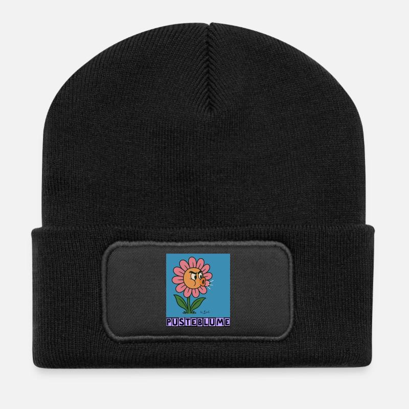 Pusterblume by Rico Beck - Recycelte Patch Beanie - Schwarz