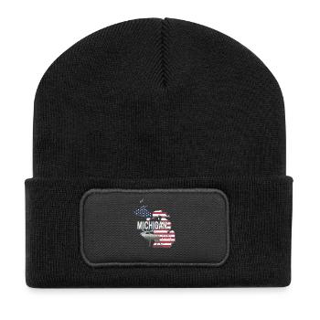 Michigan États-Unis États-Unis Souvenir vintage - Beanie recyclé à patch - noir - Devant