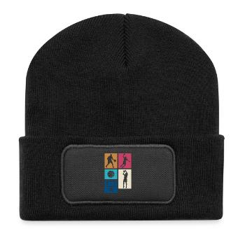 Blocs rétro de basket-ball – Design sportif - Beanie recyclé à patch - noir - Devant