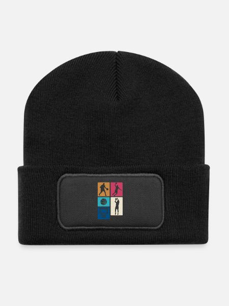 Blocs rétro de basket-ball – Design sportif - Beanie recyclé à patch - noir