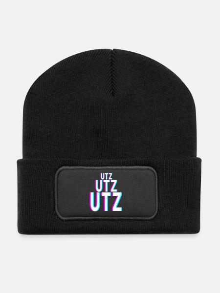 UTZ UTZ UTZ Techno EDM Music Raver Festival - Beanie recyclé à patch - noir
