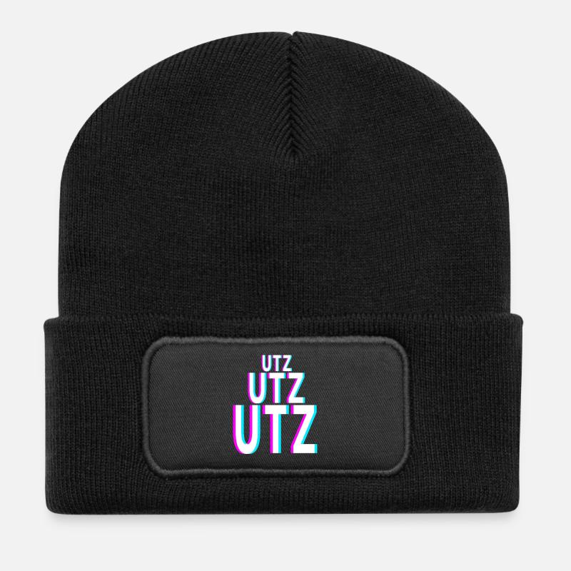 UTZ UTZ UTZ Techno EDM Music Raver Festival - Beanie recyclé à patch - noir