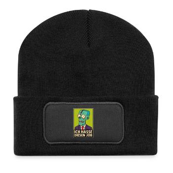 Zombie im Anzug hasst seinen Job - Recycelte Patch Beanie - Schwarz - Vorne