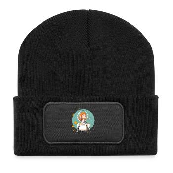 Female astronaut with red hair in space - Recycled Patch Beanie - black - Front