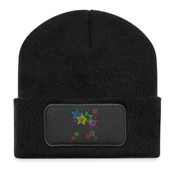 Étoiles colorées - Beanie recyclé à patch - noir - Devant