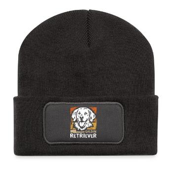 Golden Retriever retro Illustration für Hundefans - Recycelte Patch Beanie - Dunkelgrau - Vorne