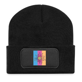 Edelweiß. - Recycelte Patch Beanie - Schwarz - Vorne