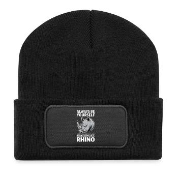 Nashorn Spruch Nashörner Lustiges Nashorn Geschenk - Recycelte Patch Beanie - Schwarz - Vorne