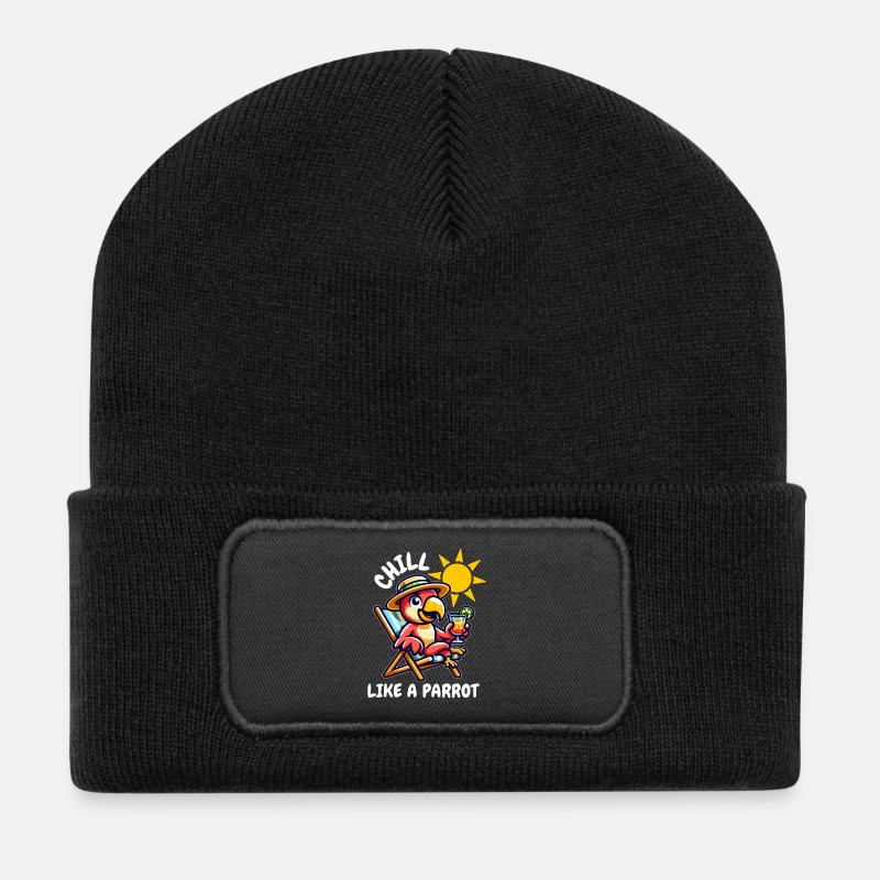 Parrot relaxing - Recycled Patch Beanie - black