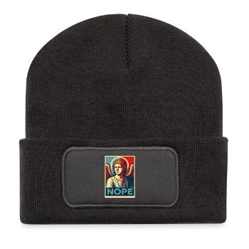 Ange dans le style d’une affiche sans motif de dicton - Beanie recyclé à patch - charbon - Devant