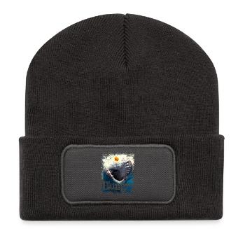 Hungriger Moment - Recycelte Patch Beanie - Dunkelgrau - Vorne