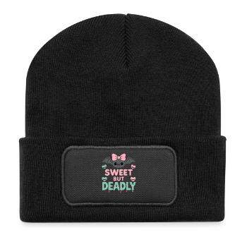 Kawaii Horror Creepy Cute Pastel Goth Süß Spooky - Recycelte Patch Beanie - Schwarz - Vorne