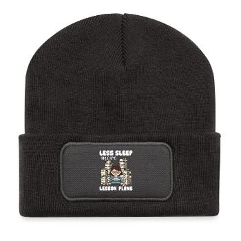 LESS SLEEP, MORE LESSON PLANS - TEACHER GIFT - Recycled Patch Beanie - dark grey - Front