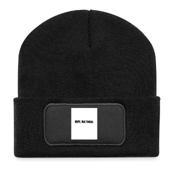 Nein. Nicht heute – Lazy Mood Statement - Recycelte Patch Beanie - Schwarz - Vorne