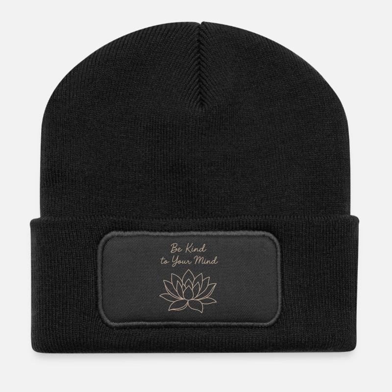 Be Kind to Your Mind – Self-Care Design - Recycelte Patch Beanie - Schwarz