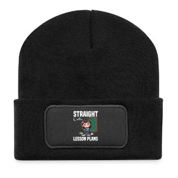 STRAIGHT OUTTA UNTERRICHTSPLÄNE - LEHRER-GESCHENK - Recycelte Patch Beanie - Schwarz - Vorne