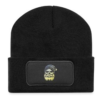 Holzfäller Skull - Recycelte Patch Beanie - Schwarz - Vorne