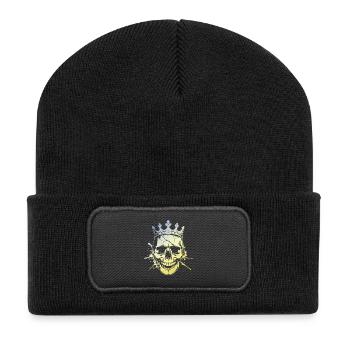 König Skull - Recycelte Patch Beanie - Schwarz - Vorne