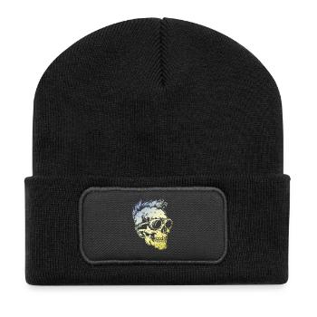 Punker Skull - Recycelte Patch Beanie - Schwarz - Vorne