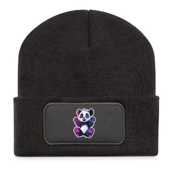 Süsser Pandabär - Recycelte Patch Beanie - Dunkelgrau - Vorne