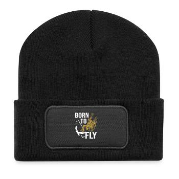 Gleitschirm Gleitschirmfliegen Paragliding - Recycelte Patch Beanie - Schwarz - Vorne