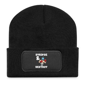 SYRINGE AND DESTROY - NURSE GIFT - Recycled Patch Beanie - black - Front