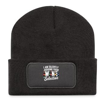 Ich beurteile still deine Weinauswahl – mit Stil! - Recycelte Patch Beanie - Dunkelgrau - Vorne