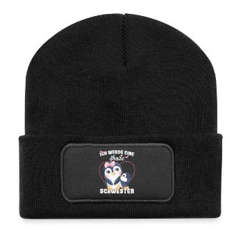 J’annonce la progéniture : je vais être une grande sœur en 2027 - Beanie recyclé à patch - noir - Devant