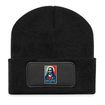 Jesus man with halo and sunglasses - Recycled Patch Beanie - black - Front