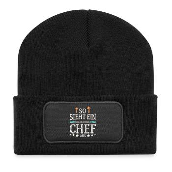 So sieht ein richtig cooler Chef aus - Recycelte Patch Beanie - Schwarz - Vorne