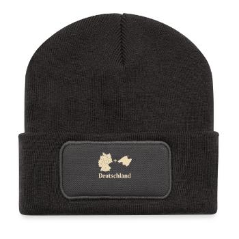 Deutschland + Mallorca = Liebe - Recycelte Patch Beanie - Dunkelgrau - Vorne