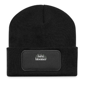 Garten Baby Bloomer Gärtner Spruch Sonnenblumen - Recycelte Patch Beanie - Schwarz - Vorne