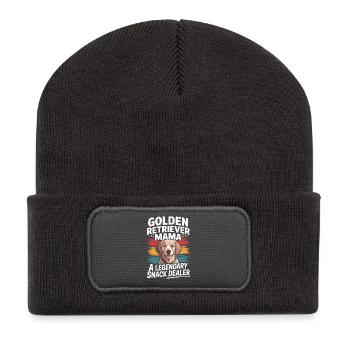 Golden Retriever Mama Mama, Snack-Dealer - Recycelte Patch Beanie - Dunkelgrau - Vorne