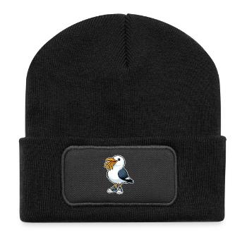 Funny Seagull With Fries And Sneakers - Recycled Patch Beanie - black - Front