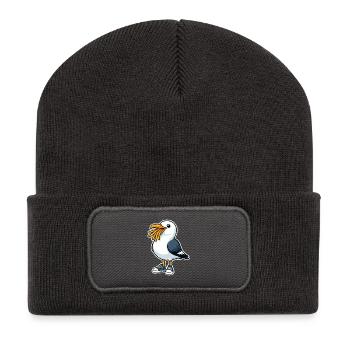 Mouette Drôle Avec Frites Et Baskets - Beanie recyclé à patch - charbon - Devant