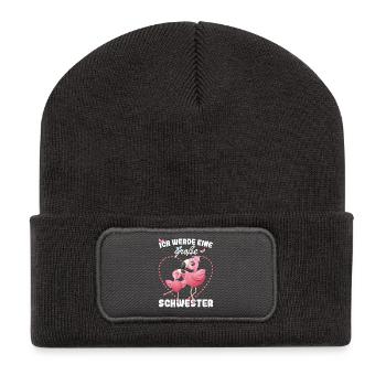 Announcing offspring I'm going to be a big sister in 2027 - Recycled Patch Beanie - dark grey - Front