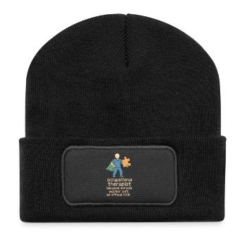 Ergotherapeut Ot Gift Healthcare Reha - Recycelte Patch Beanie - Schwarz - Vorne