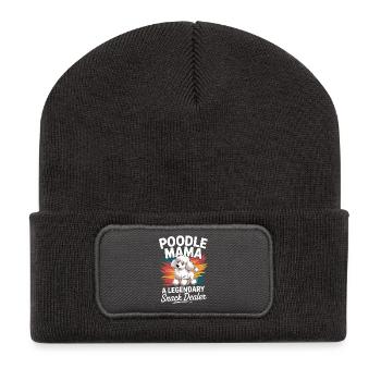 Poodle Mama, Legendärer Snack-Dealer - Recycelte Patch Beanie - Dunkelgrau - Vorne