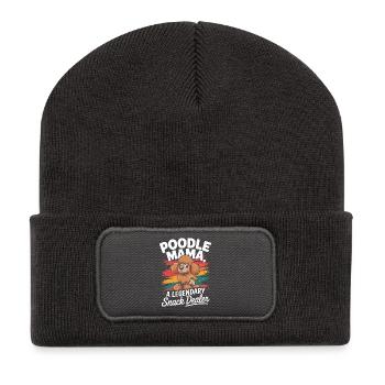 Poodle Mama, Legendärer Snack-Dealer - Recycelte Patch Beanie - Dunkelgrau - Vorne