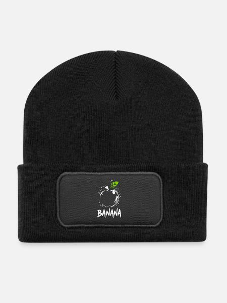 Blague sur la banane et la pomme - Beanie recyclé à patch - noir