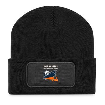 Ship vision device Container ship Cargo ship - Recycled Patch Beanie - black - Front
