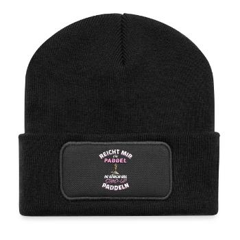 Die Königin will Stand-Up-Paddeln - Recycelte Patch Beanie - Schwarz - Vorne
