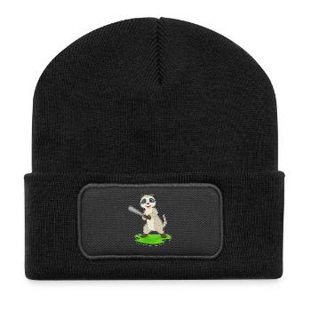 Meerkat Baseball Baseball Bat - Recycled Patch Beanie - black - Front