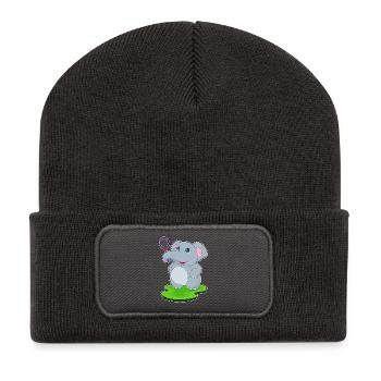Raquette de tennis éléphant - Beanie recyclé à patch - charbon - Devant