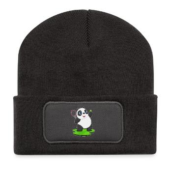 Raquette de tennis Panda - Beanie recyclé à patch - charbon - Devant