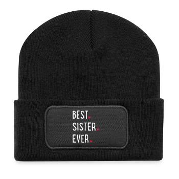 Beste Schwester der Welt - Recycelte Patch Beanie - Schwarz - Vorne