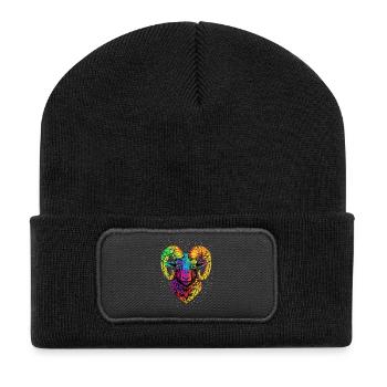 Widder Mufflon Aries Wilde Schafe Männliches Schaf - Recycelte Patch Beanie - Schwarz - Vorne