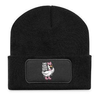 Goose Saying Girl Geese Funny Goose Gift - Recycled Patch Beanie - black - Front