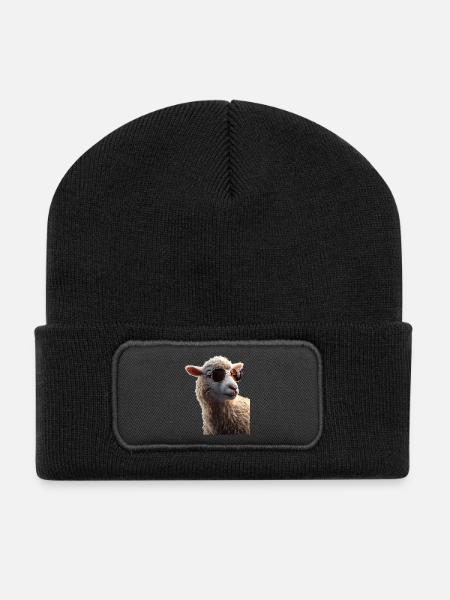 Schaf Lamm Schäfchen Hausschaf Schäfer Süße Schafe - Recycelte Patch Beanie - Schwarz
